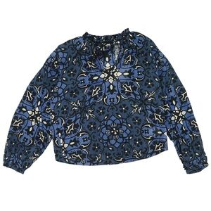 Joie Kaleidoscope Navy Long Sleeve Oversized Blouse Shirt. NWT. MSRP $178. XXS.